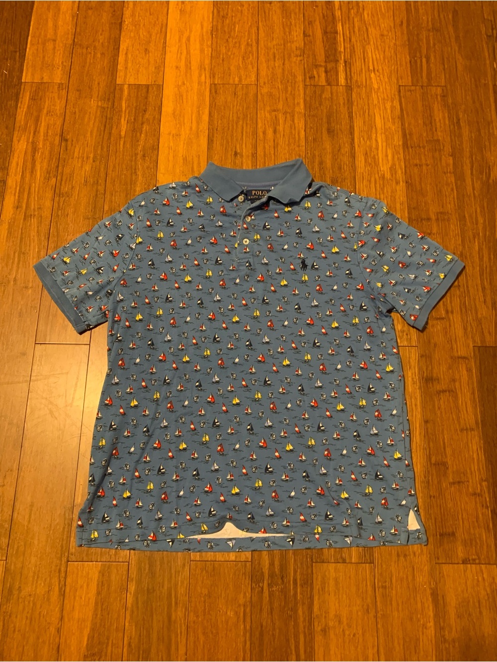 Polo by Ralph Lauren Blue Men's Short-Sleeve Sailboat Print Polo by Ralph Lauren